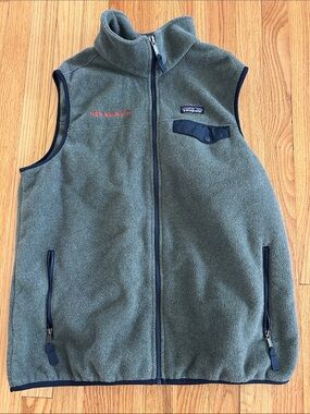 Patagonia Slate Gray Fleece Vest with Navy Accents and New Belgium embroidery
